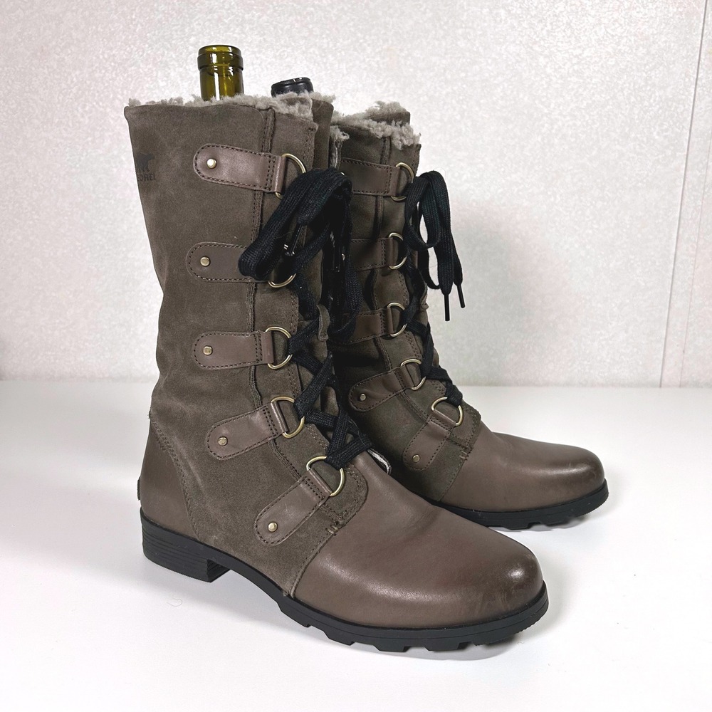 Sorel Women's‎ US 11 Emelie Lace up waterproof Boots suede shearling lined